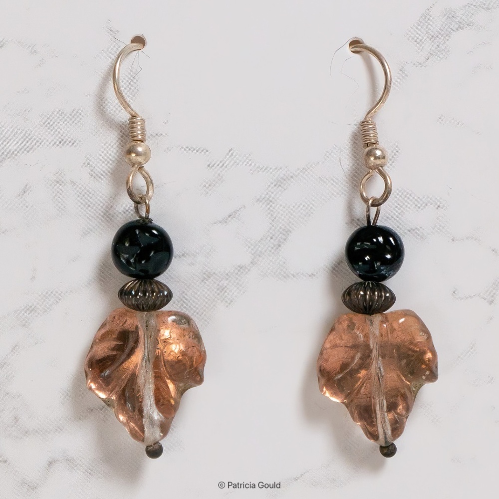 New - EA42 - Earrings - Czech glass beads, sterling silver wires - one of a kind